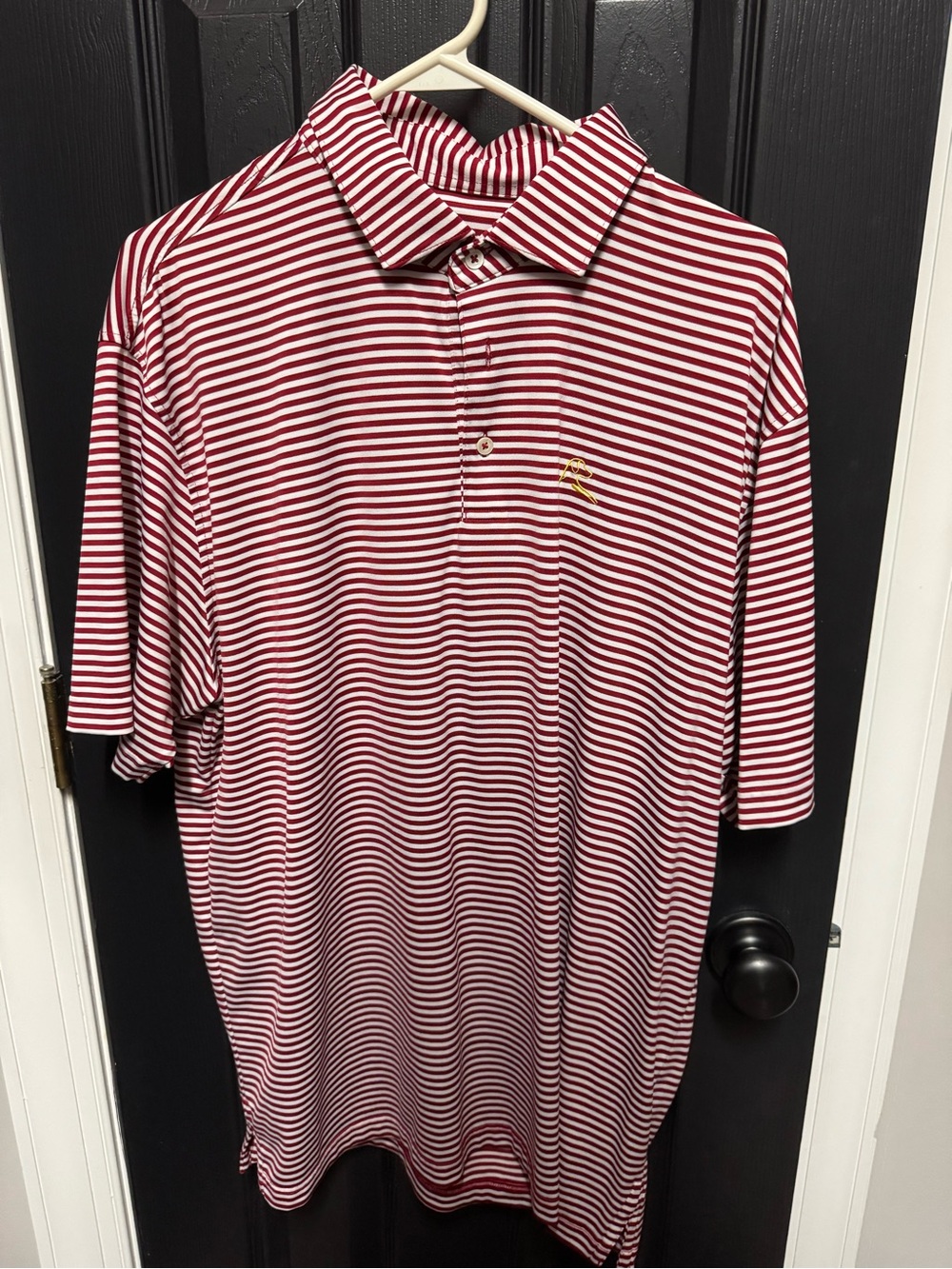 Rhoback Red & White Striped Performance Polo